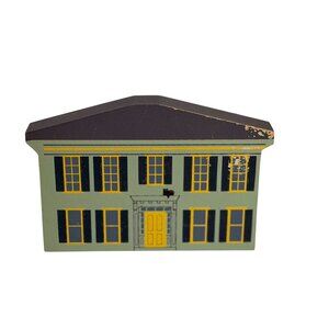 VTG 1992 Cat’s Meow Grand Haven Series X Signed Wooden Village Shelf Sitter 3.5"